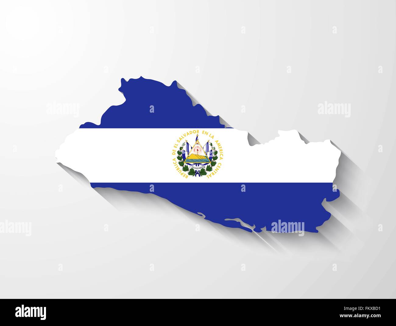El Salvador Mappa del paese con la bandiera e effetto ombra Illustrazione Vettoriale