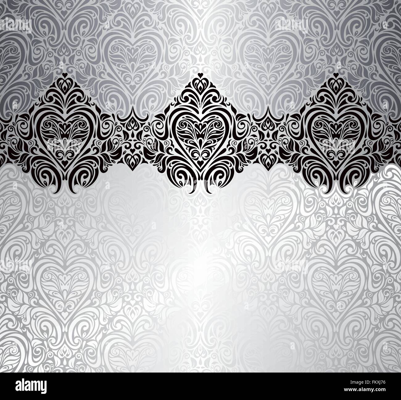 Argento invito alla moda vintage design dello sfondo con il cuore Illustrazione Vettoriale
