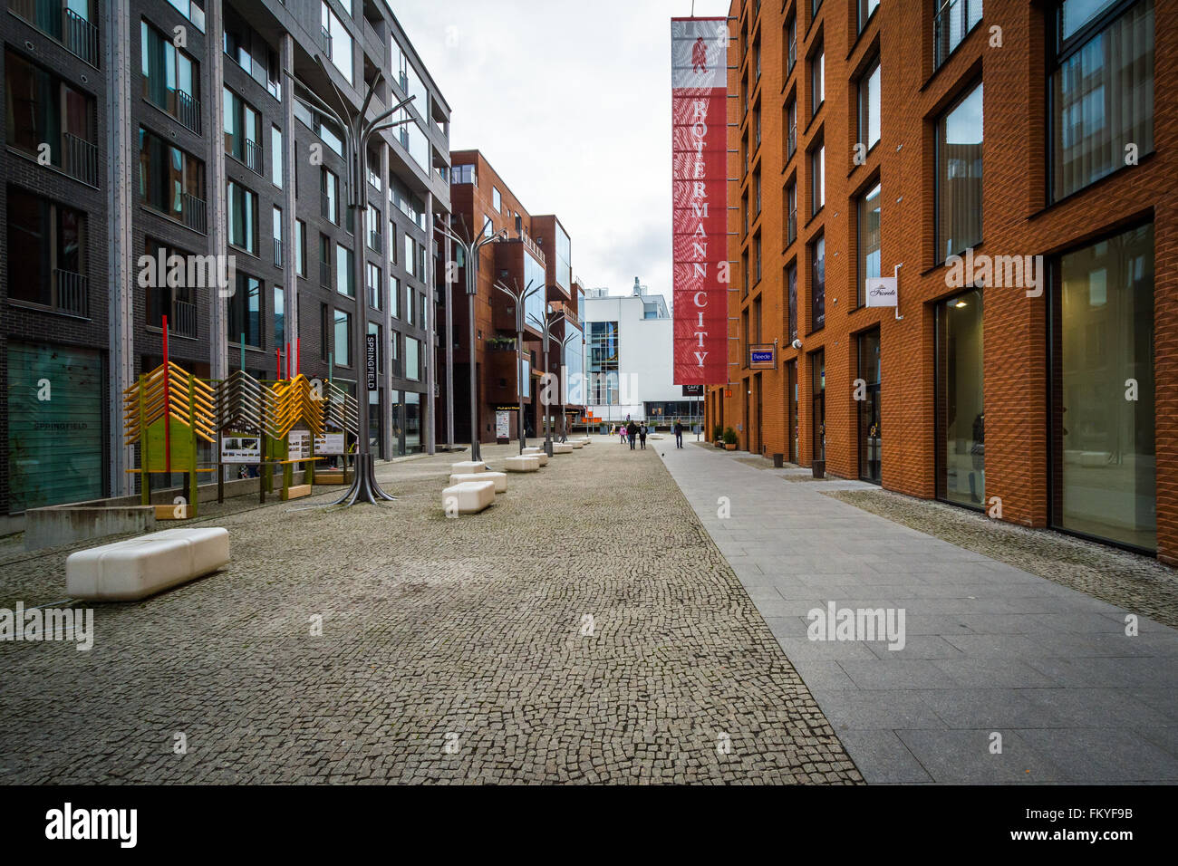 Edifici moderni nel quartiere Rotermann, a Tallinn in Estonia. Foto Stock