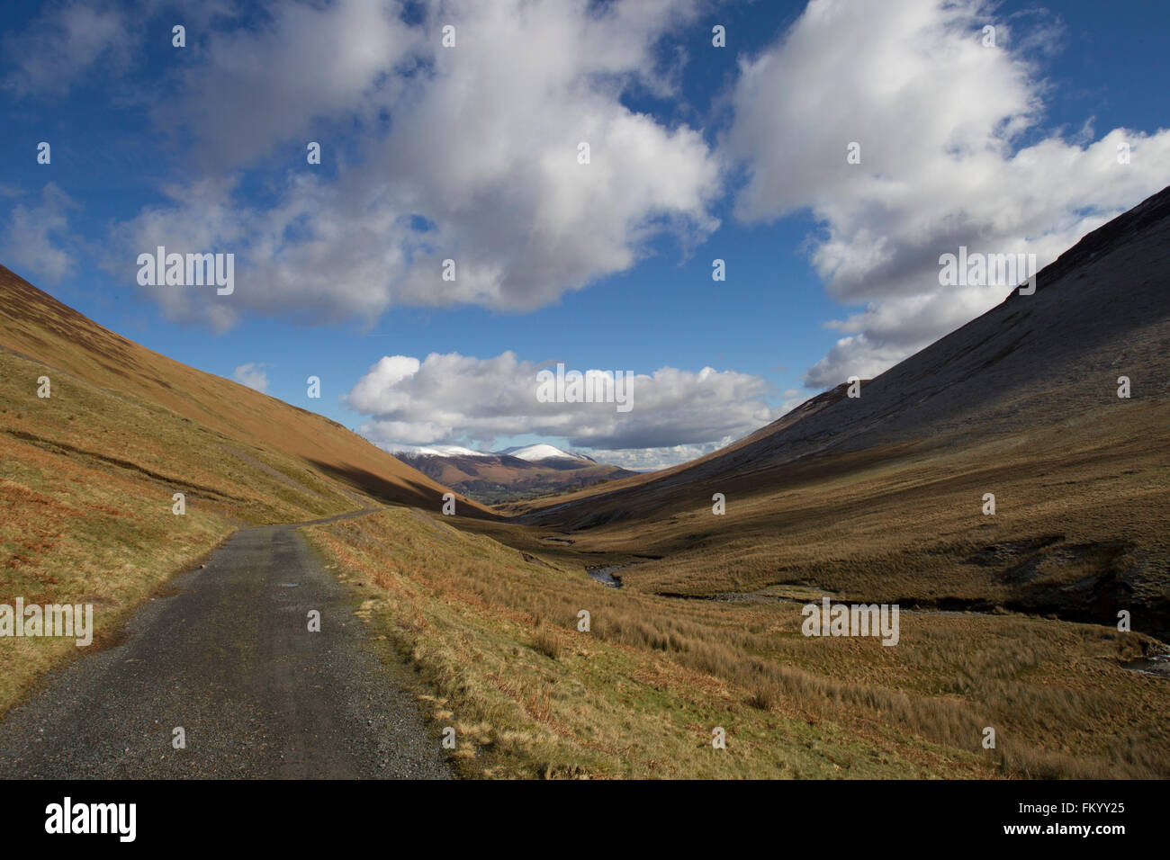 Il percorso conduce nella distanza al fianco di Coledale Beck keswick in background Foto Stock