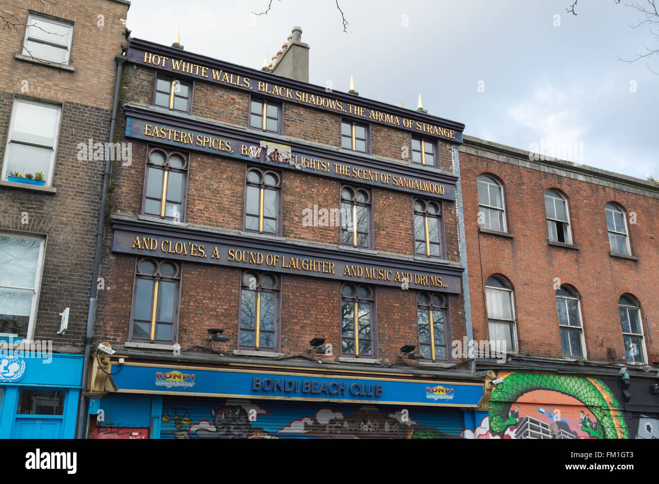 Arabo poema su ex Zanzibar e Bondi Beach Club, North Quays, Dublino, Irlanda Foto Stock