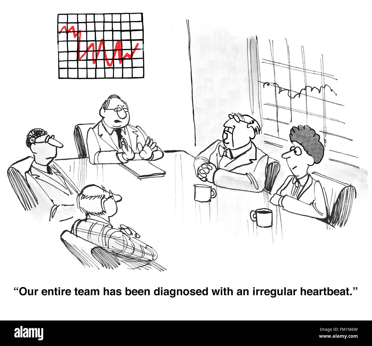 Business cartoon circa le vendite irregolari risultati. Foto Stock