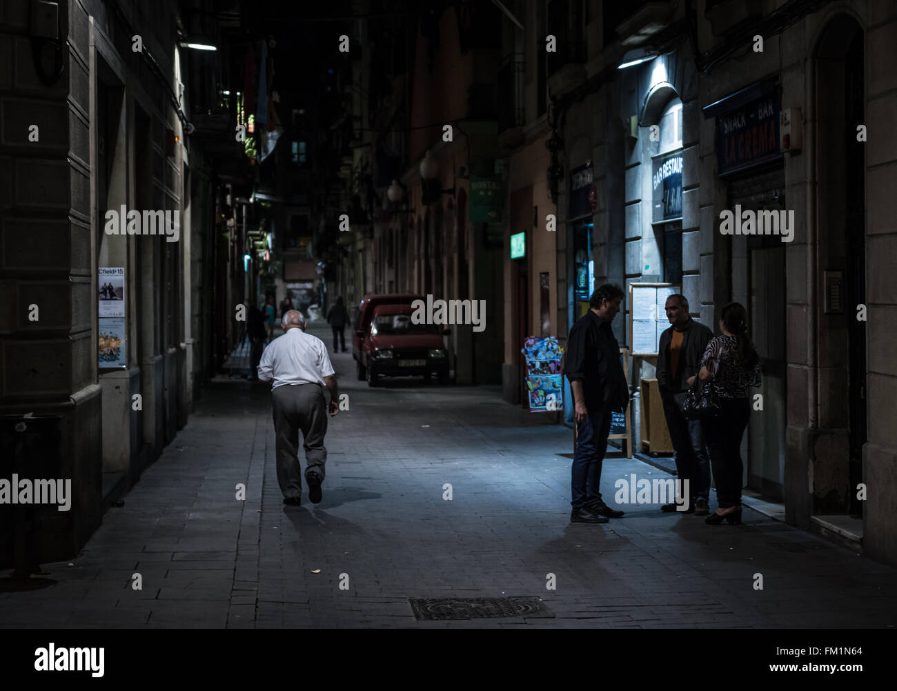 Notte a Barcellona, Spagna Foto Stock