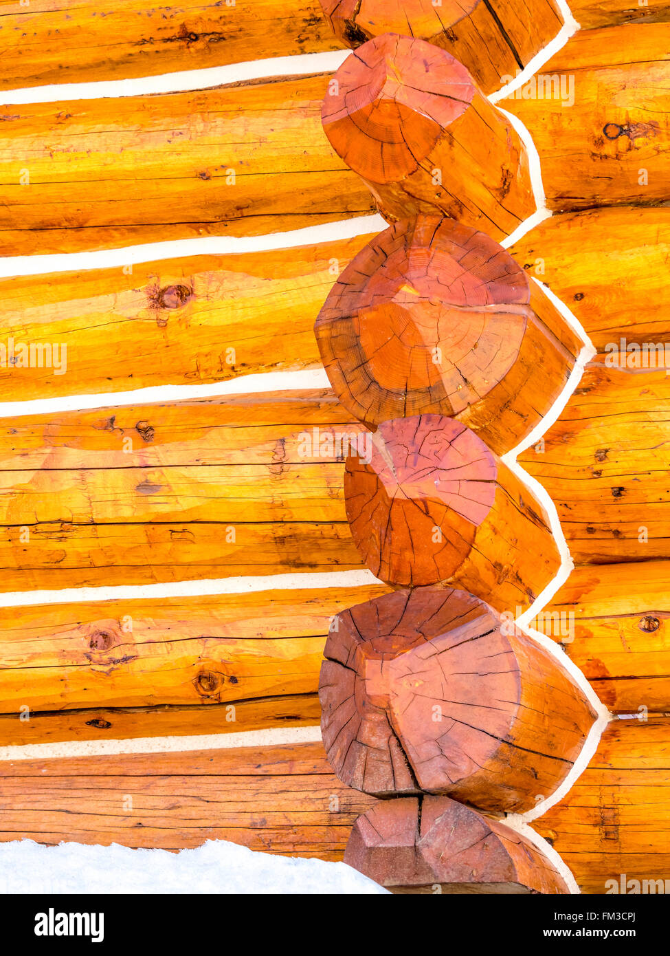 Log Cabin parete esterna per la visualizzazione di costruzione Foto Stock