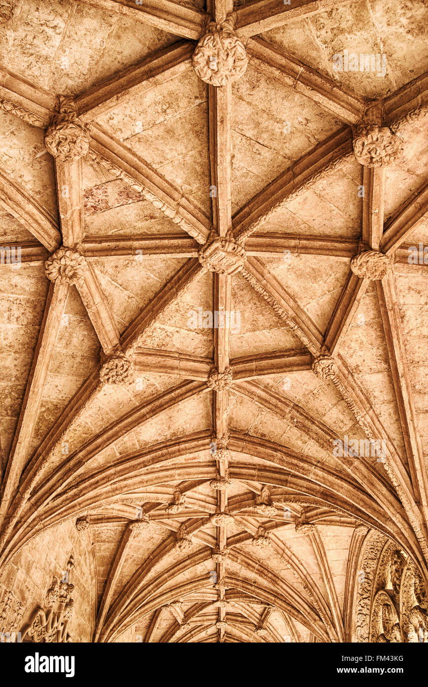 Soffitto in monastero Jeronimos Foto Stock