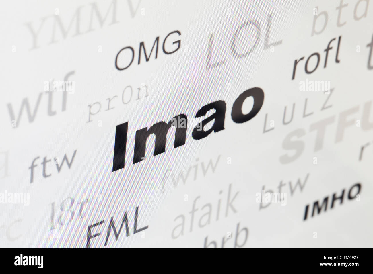 Parola di cloud comunemente usato internet slang evidenziando LMAO - USA Foto Stock