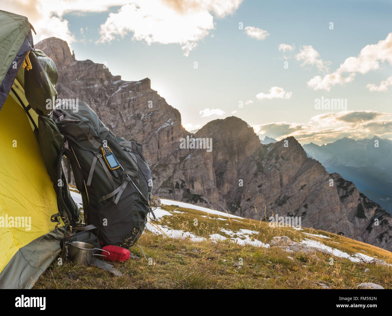 Campeggio in alta montagna Foto Stock