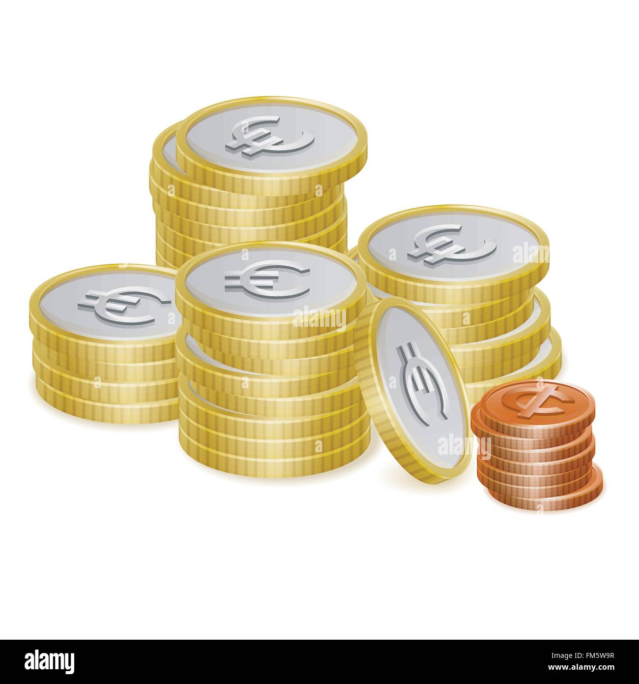 Euro e centesimi coinstacks Illustrazione Vettoriale