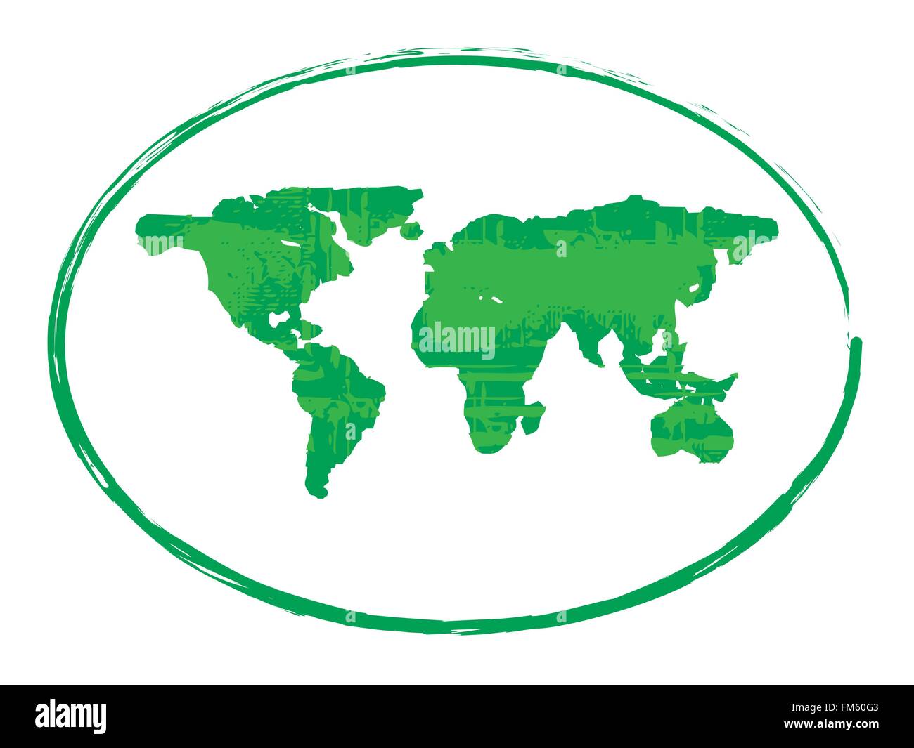 Green Grunge mappa terrestre timbro style symbol isolati su sfondo bianco illustrazione vettoriale 2 Illustrazione Vettoriale