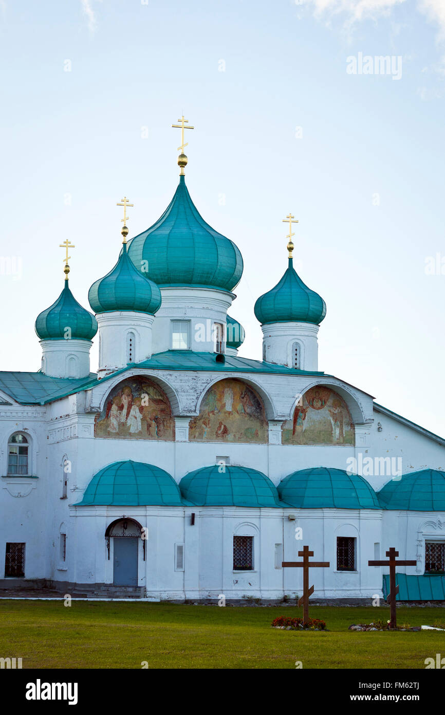 STARAYA SLOBODA, regione di Leningrado, Russia - 13 ottobre 2013: la Santissima Trinità Alexander Svirsky monastero nella regione di Leningrado, Foto Stock