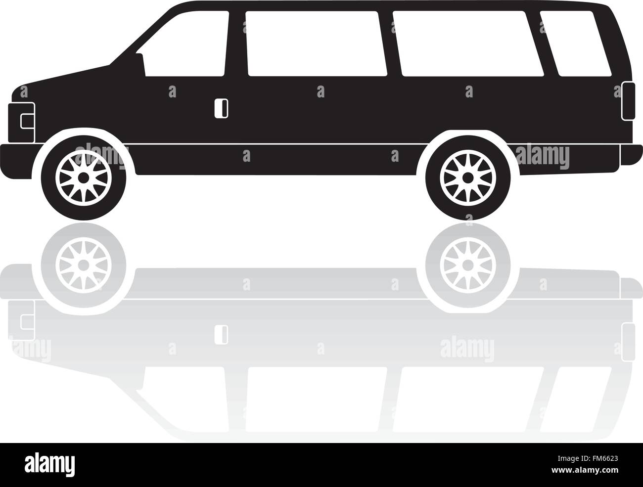 Estesa contemporaneo van silhouette con la riflessione Illustrazione Vettoriale