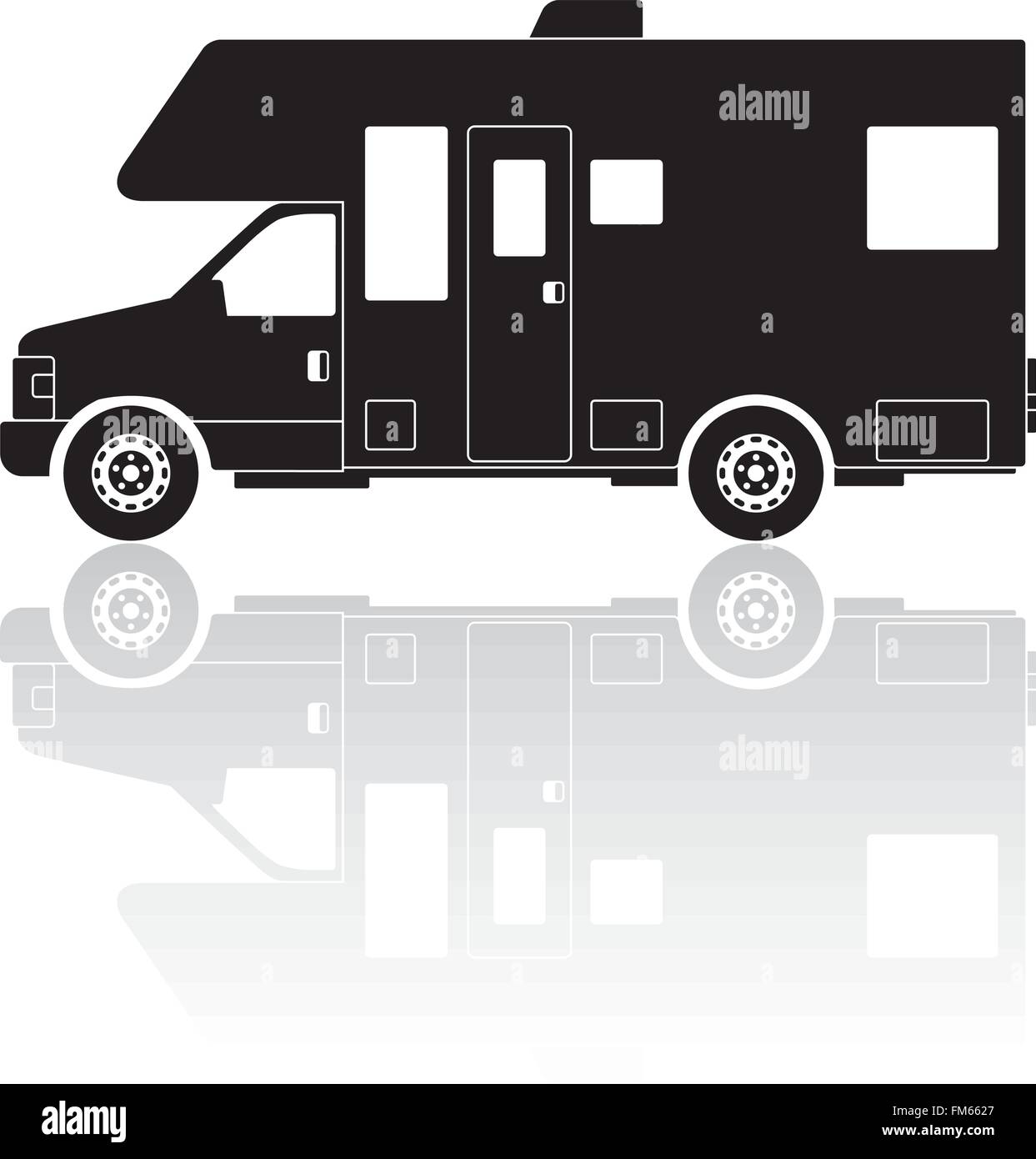 Mobile home silhouette con la riflessione Illustrazione Vettoriale