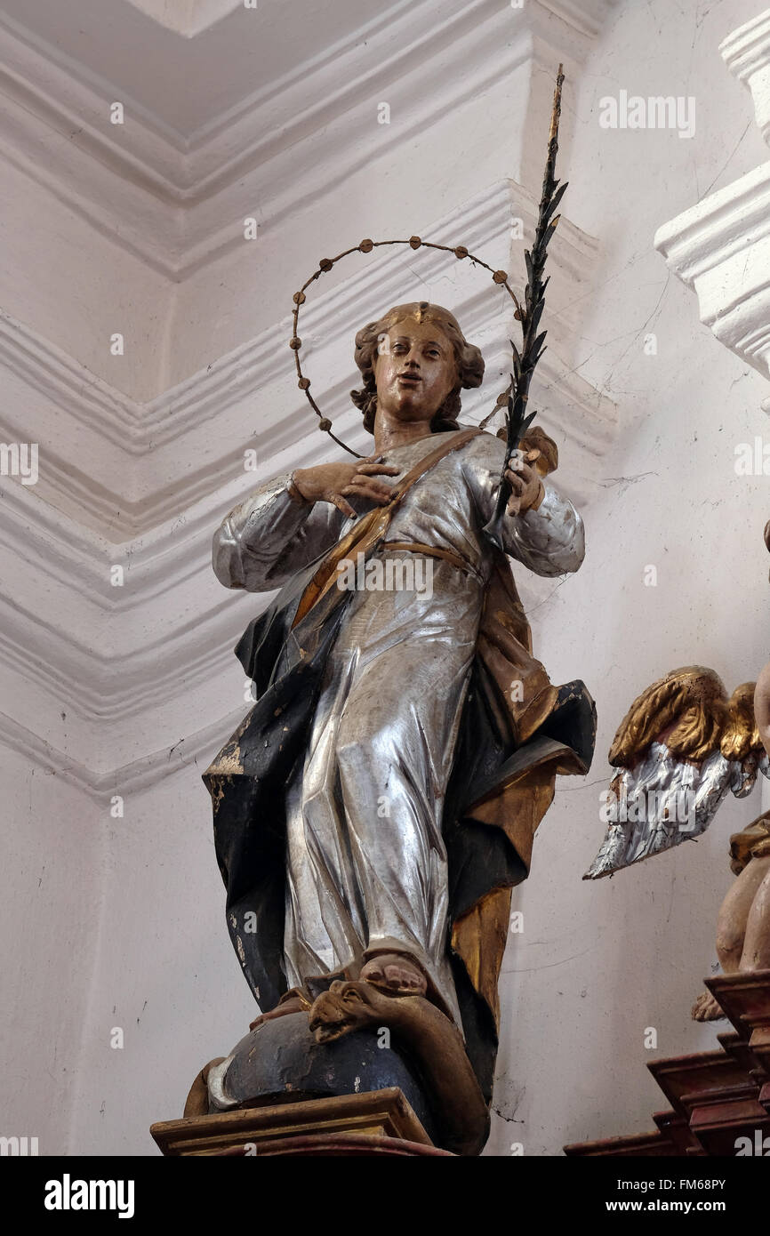 Immacolata Concezione, l'altare di San Francesco di Assisi nella chiesa di San Leonardo di Noblac in Kotari, Croazia Foto Stock
