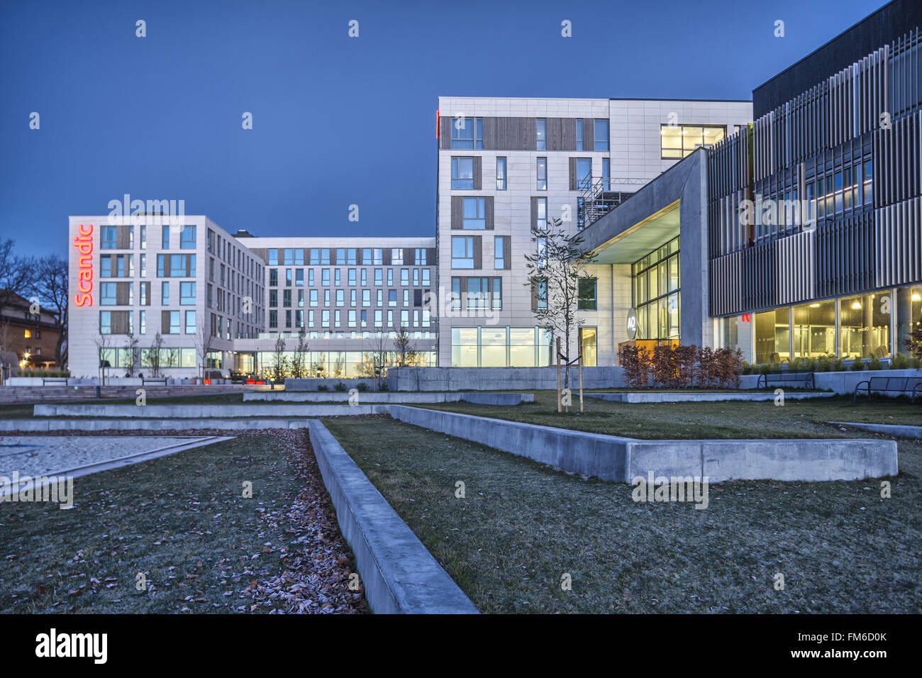 Scandic Kristiansand Bystranda hotel in Kristiansand, progettato da Asplan Viak architetti. Foto Stock