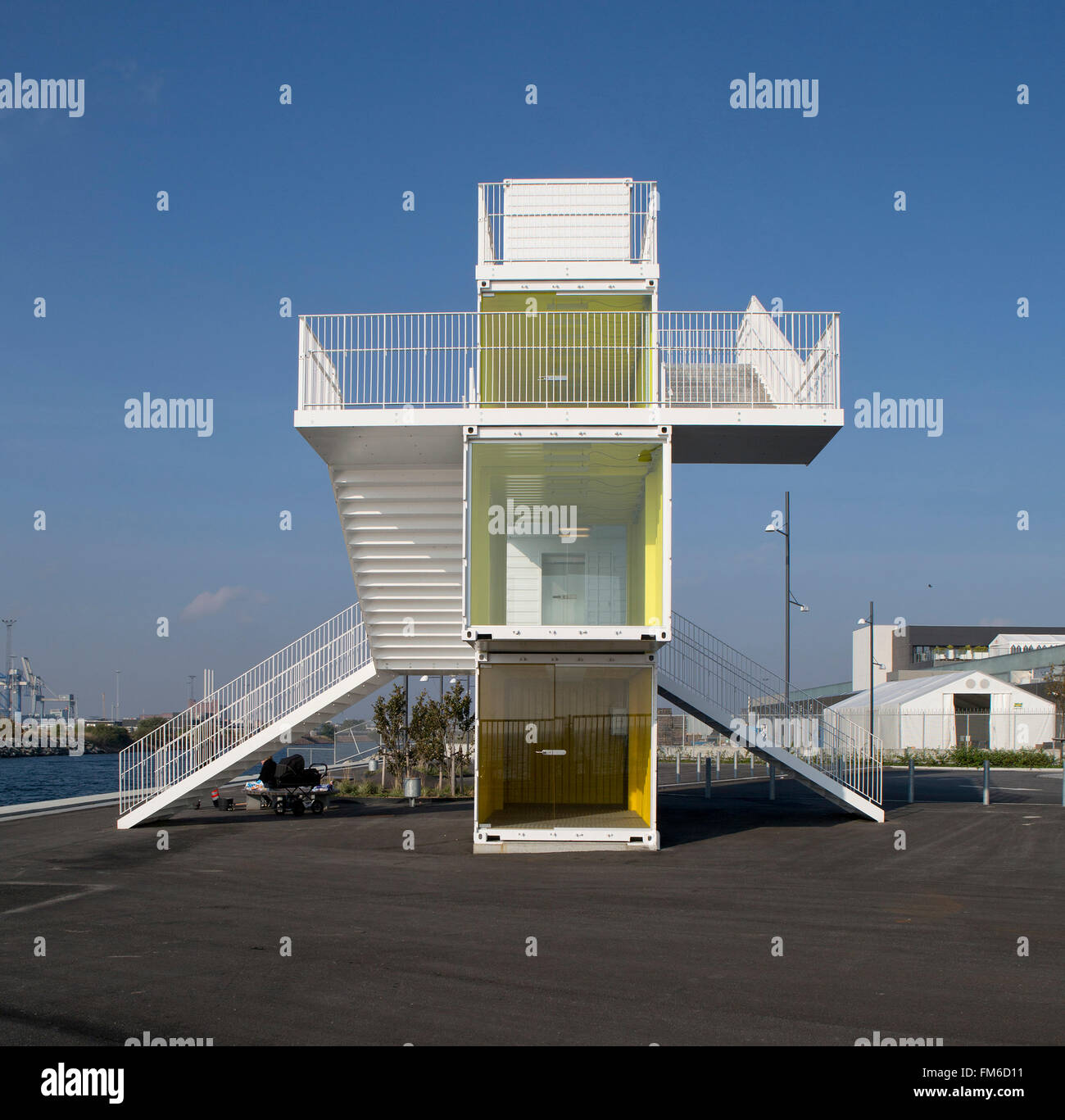 Visualizzazione pubblico piattaforma e torre, presso il porto di Copenaghen in Nordhavn, progettato da Christensen e Co. Foto Stock