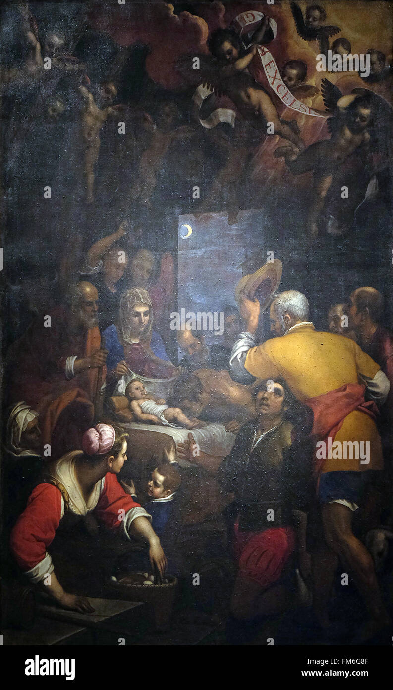 Pala raffigurante l adorazione dei pastori, opera di Domenico Cresti nella cattedrale di San Martino a Lucca, Italia Foto Stock