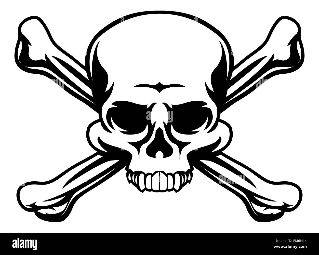 Un Teschio e Ossa Croce icona illustrazione come un pirati Jolly Roger segno Foto Stock