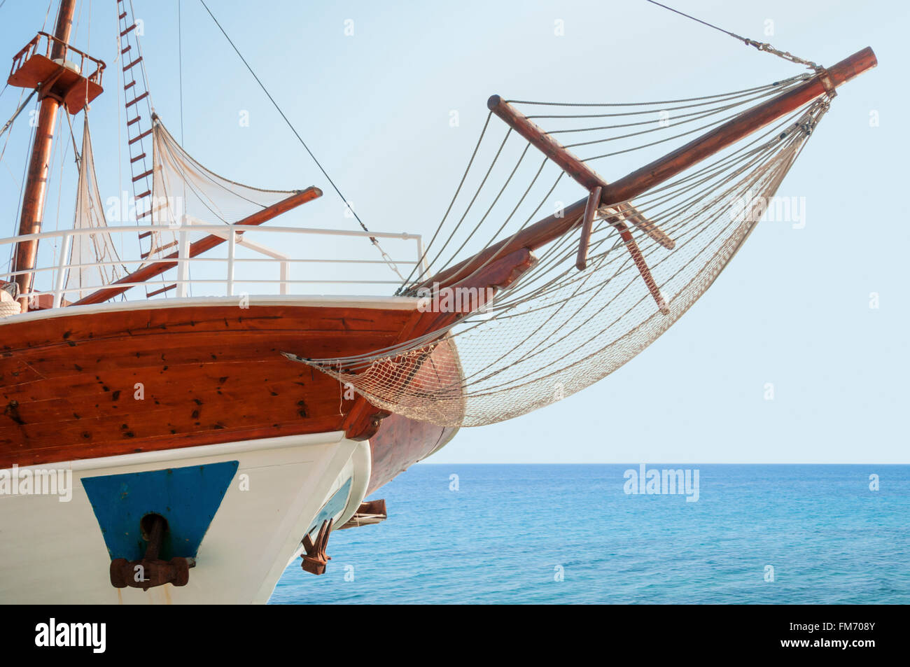 Legno yacht da crociera di prua Foto Stock