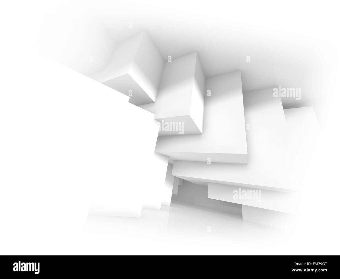 Disegno astratto modello con struttura a cubetti. Bianca vuota architettura moderna sfondo, 3d illustrazione Foto Stock