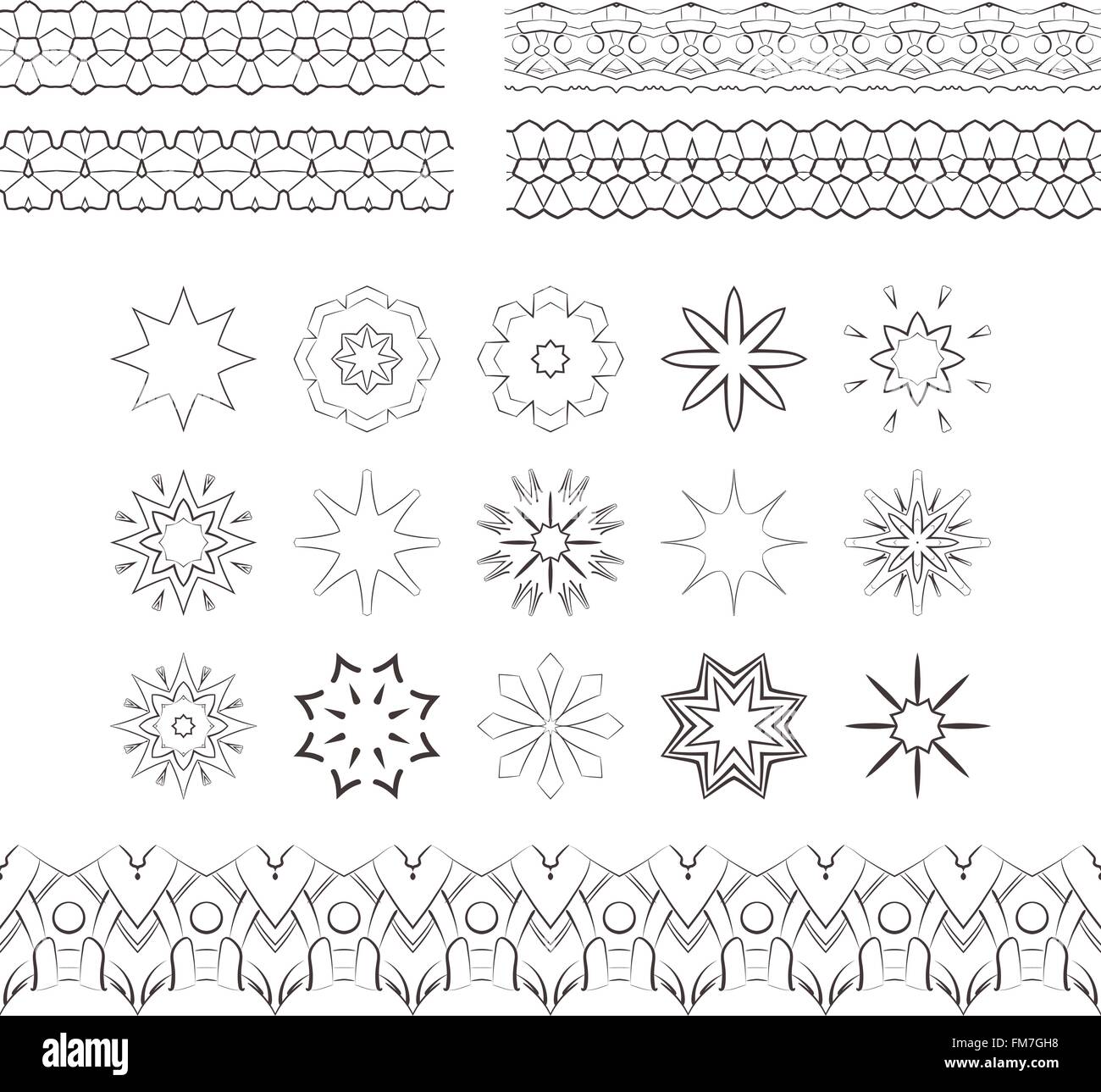 Set di vettore modellato in filigrana spazzole Illustrazione Vettoriale
