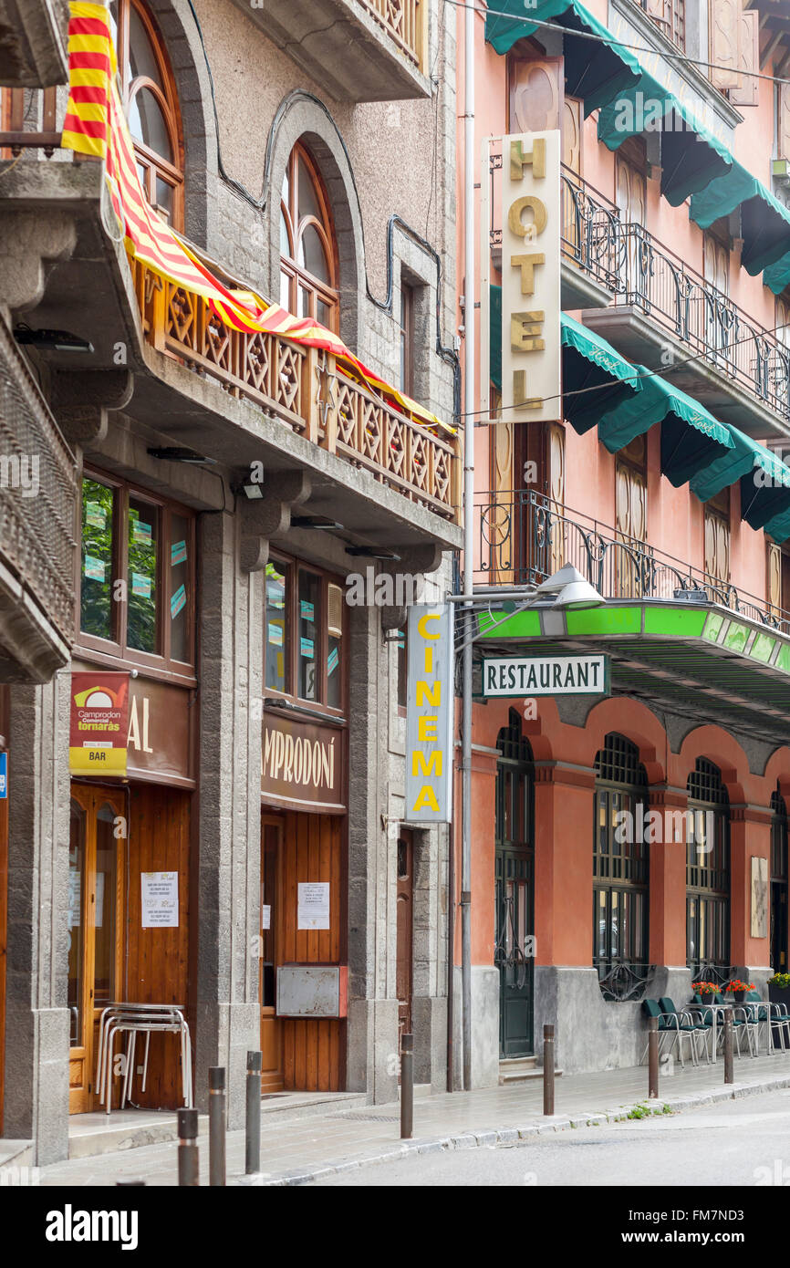 Hotel e case,Camprodon,Catalogna,Spagna. Foto Stock