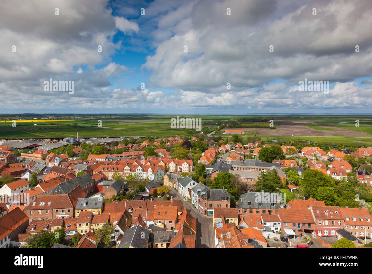 Danimarca, nello Jutland, Ribe, elevati vista città da Ribe Domkirke torre della cattedrale Foto Stock