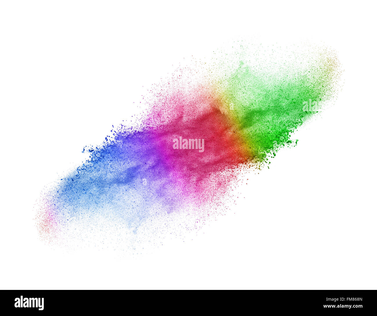 Gradiente di polvere colorata splash isolati su sfondo bianco. Foto Stock