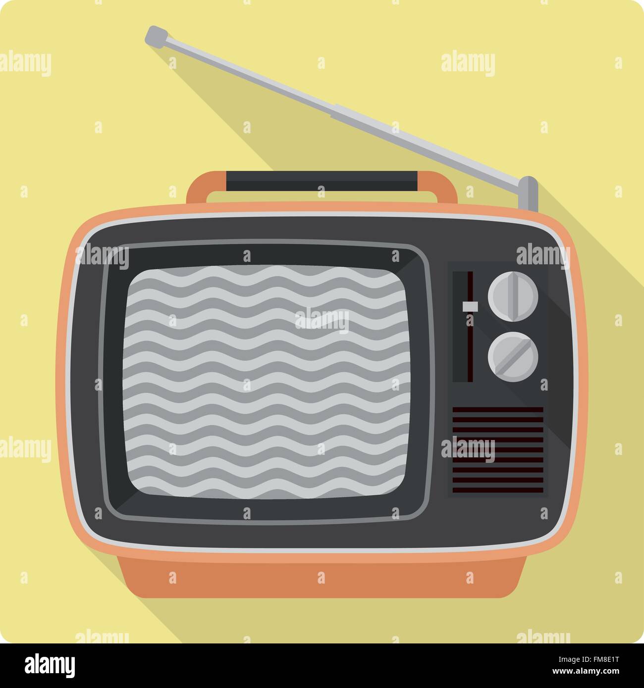 In stile retrò design piatto icona di anni settanta televisione portatile impostato Illustrazione Vettoriale