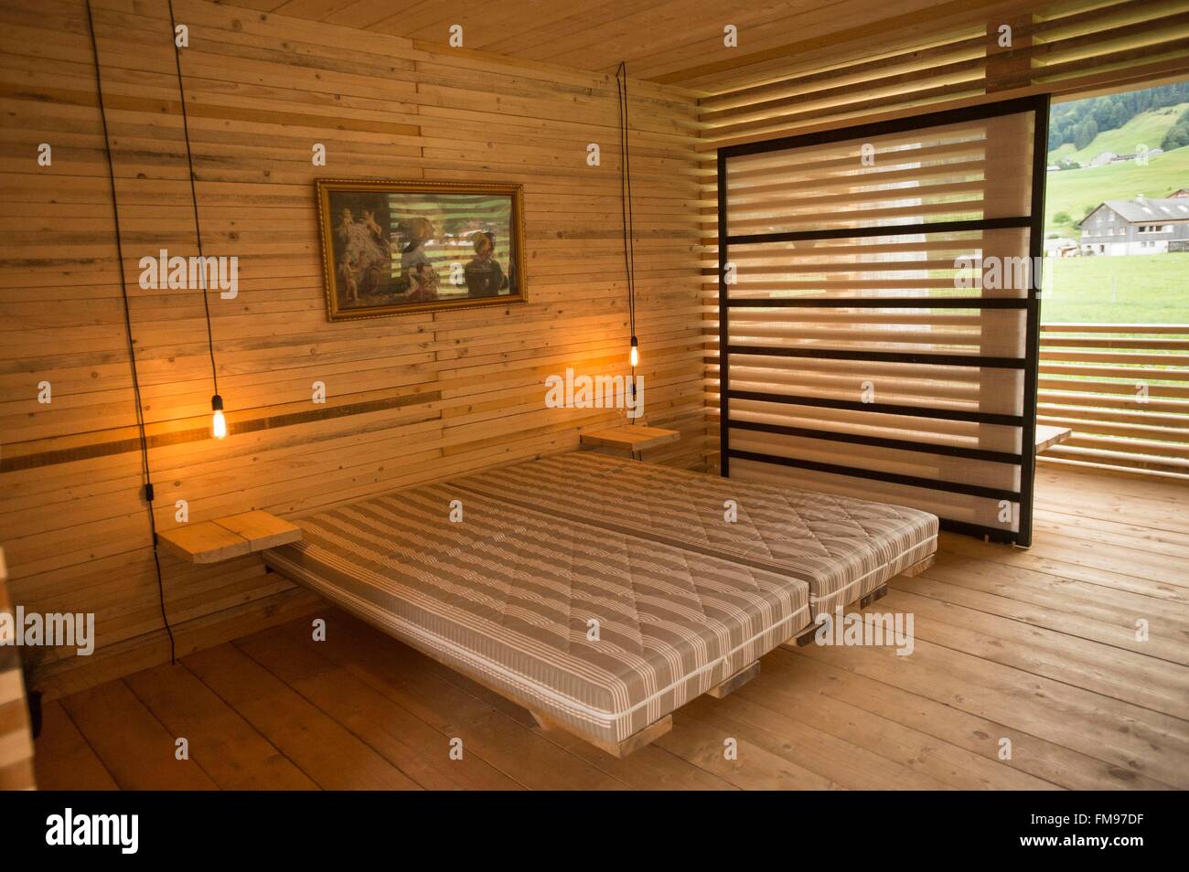 Austria Vorarlberg, Bregenzerwald, Andelsbuch, sperimentali camera hotel derivanti da un lavoro di allievo del design Foto Stock