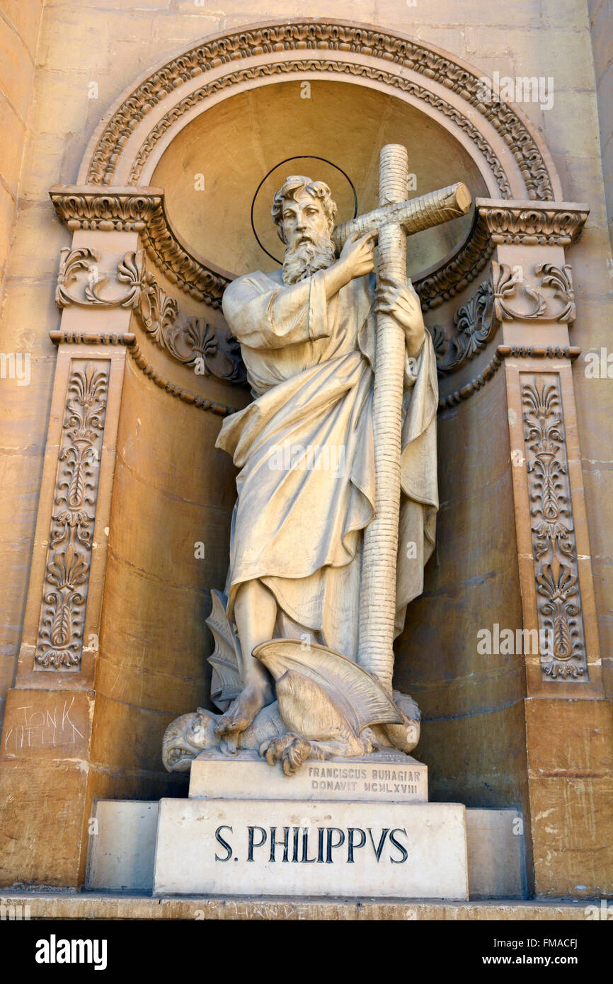 Statua di San Matteo nel duomo di Mosta Foto Stock