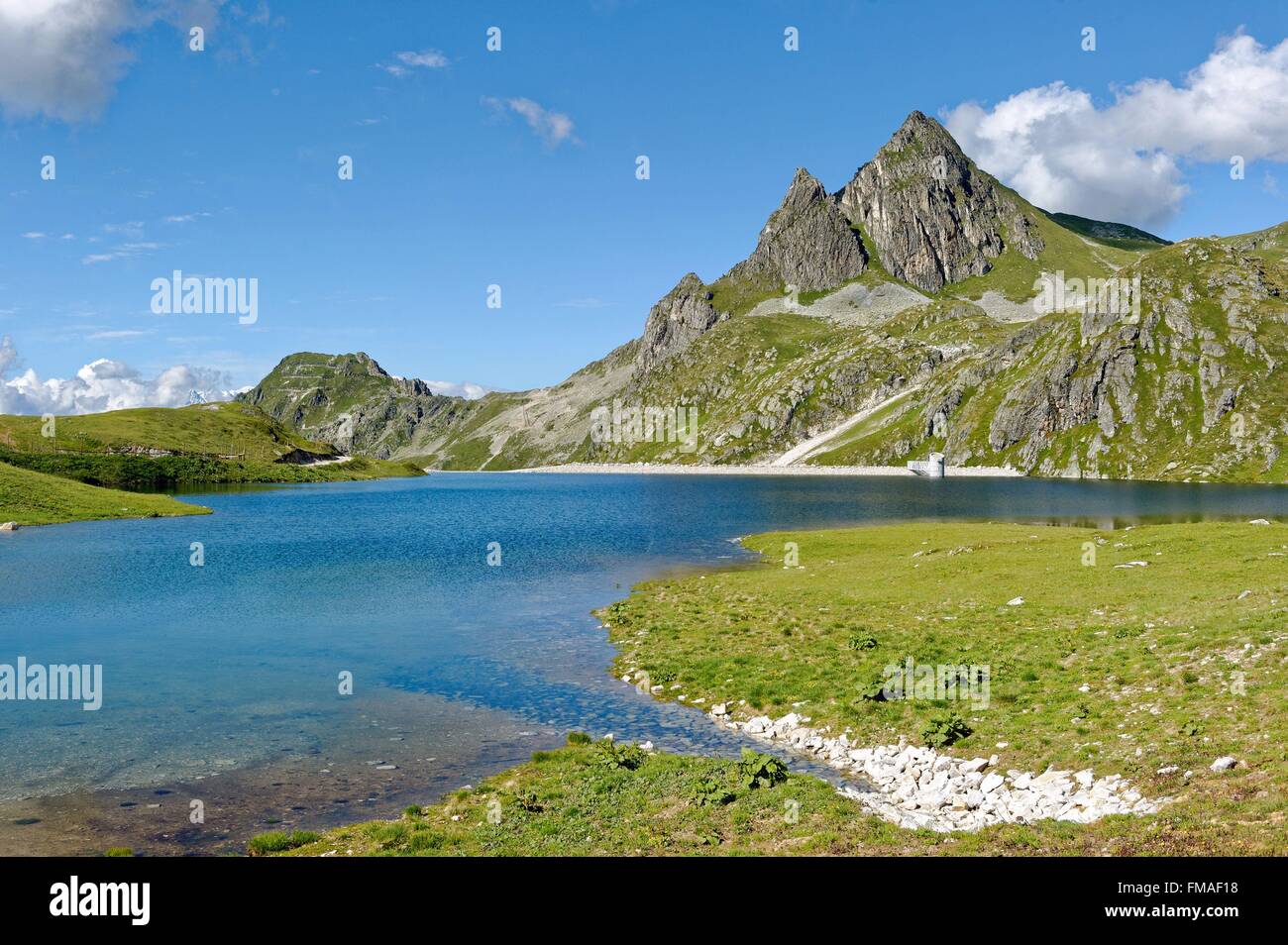 Francia, Savoie, Vanoise, La Plagne, Blanchets lago Foto Stock