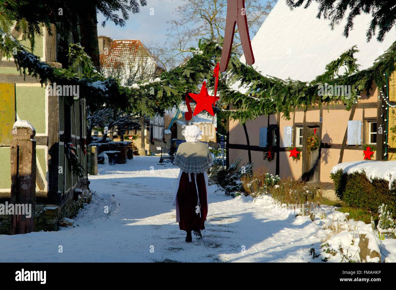 Francia, Haut Rhin, Ungersheim, Natale all'Ecomusée d'Alsace (legale di riferimento), un museo dedicato alle tradizioni alsaziano Foto Stock