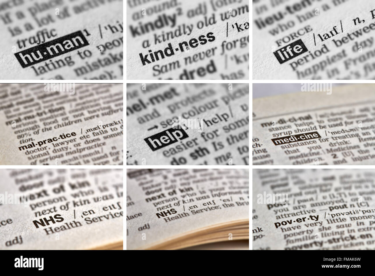 Salute Medicina parole nel dizionario. Foto Stock