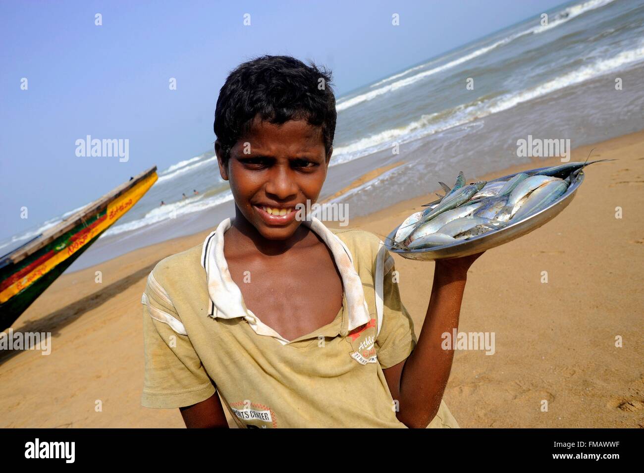 India, Odisha, Chandrabhaga, il villaggio di pescatori di Foto Stock