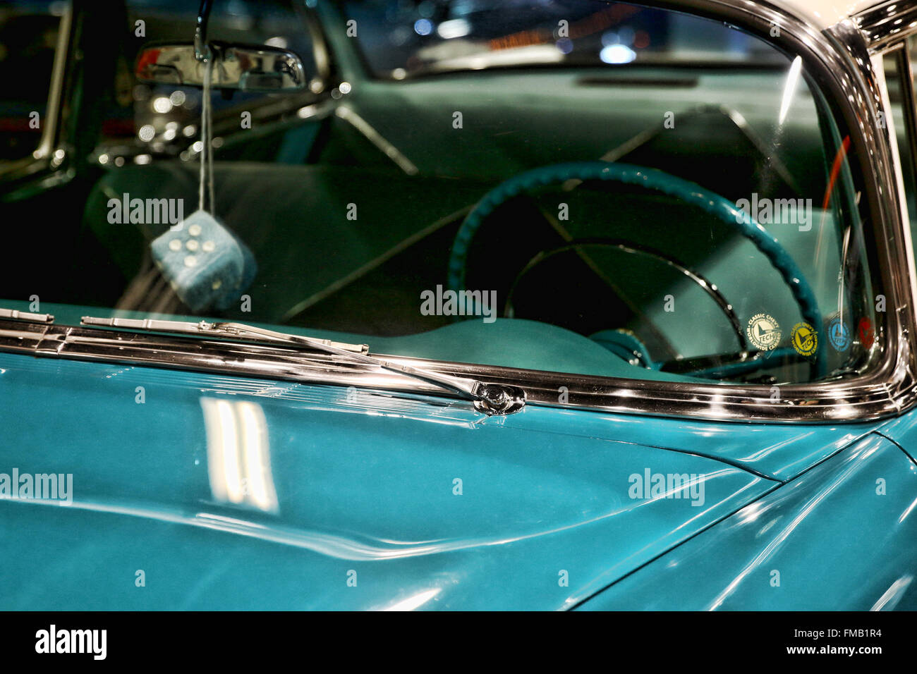 Mondo delle ruote in Illinois a Chicago Auto Show 1956 2 porta berlina Chevy Belair Foto Stock