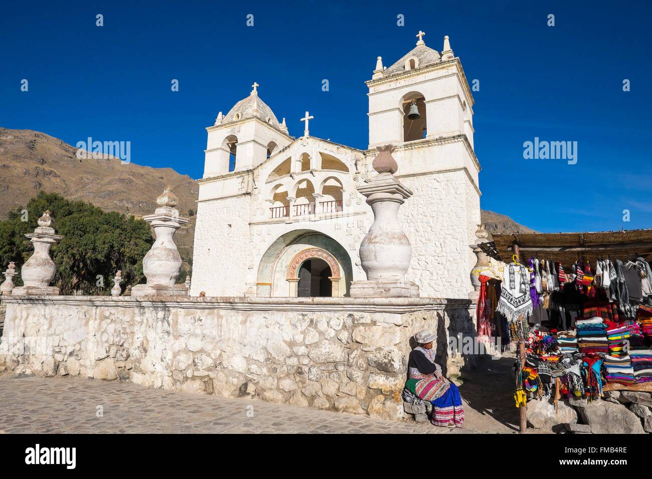 Il Perù, Provincia di Arequipa, Colca Valley, la Maca village, Santa Ana chiesa Foto Stock