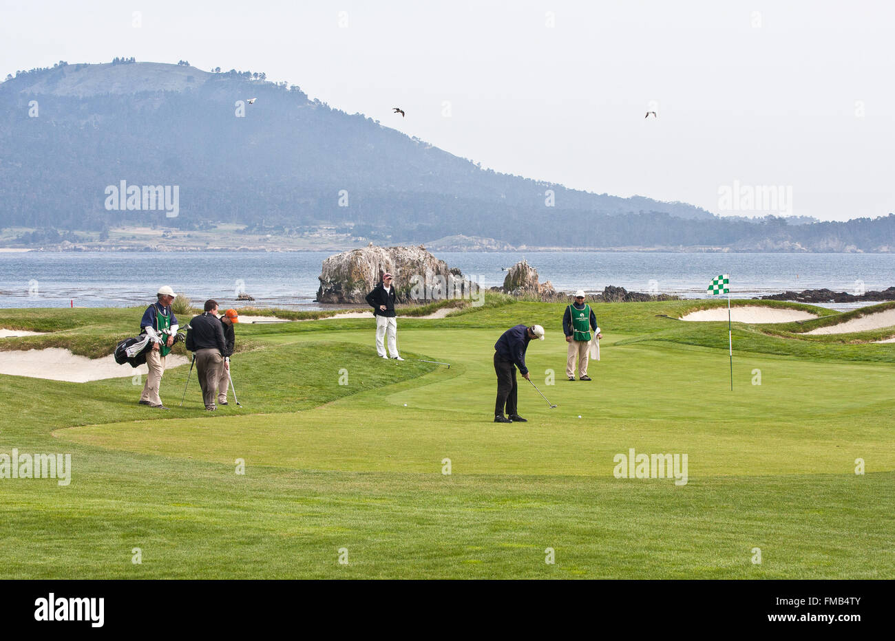 Spiaggia ghiaiosa del campo da Golf Links National Highway 1, Pacific Coast Highway,PCH, California, U.S.A.,Stati Uniti d'America, Foto Stock