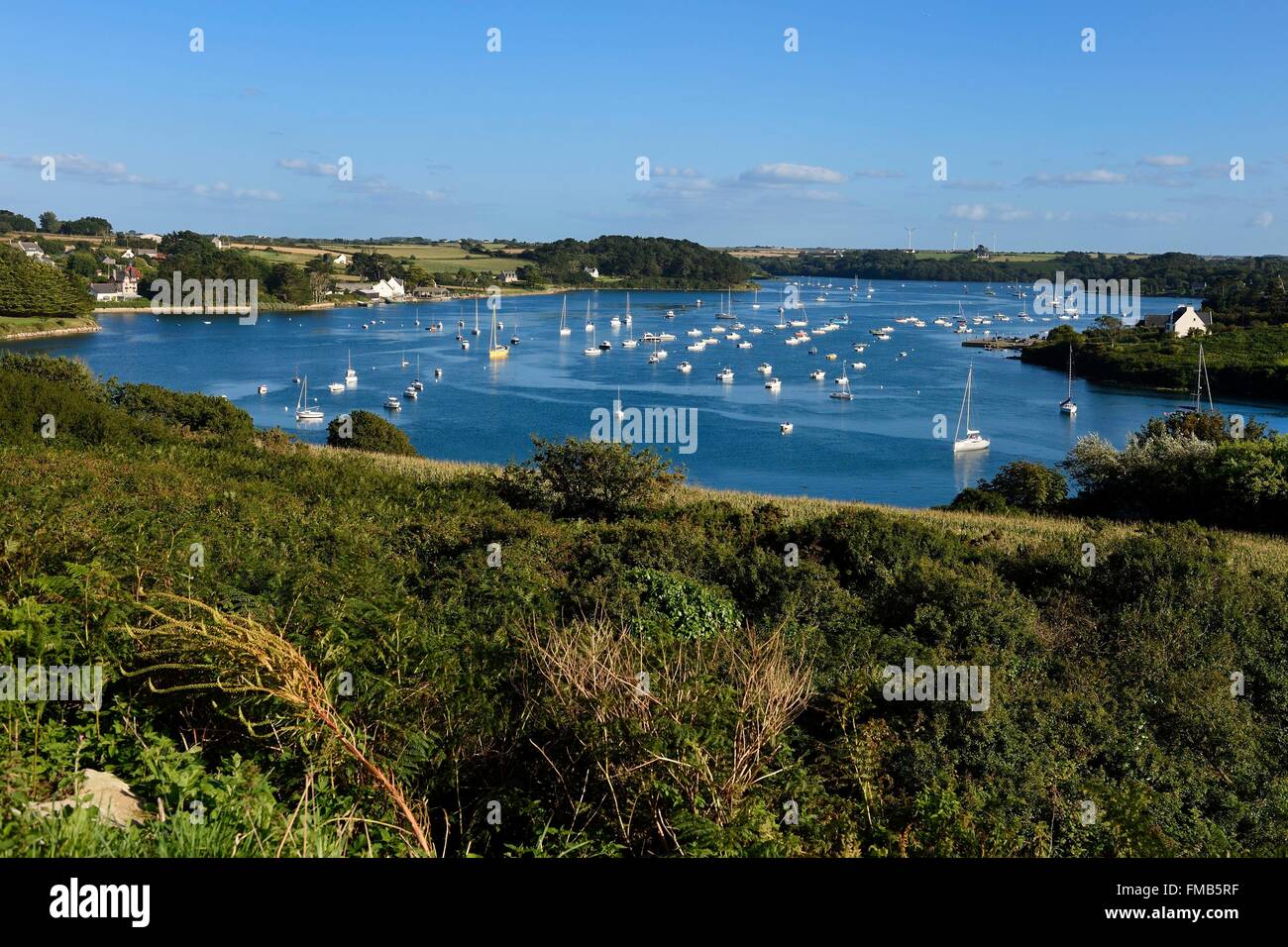Francia, Finisterre, Lannilis, Prat Ar Coum e Saint Pabu nel Aber Benoit Foto Stock