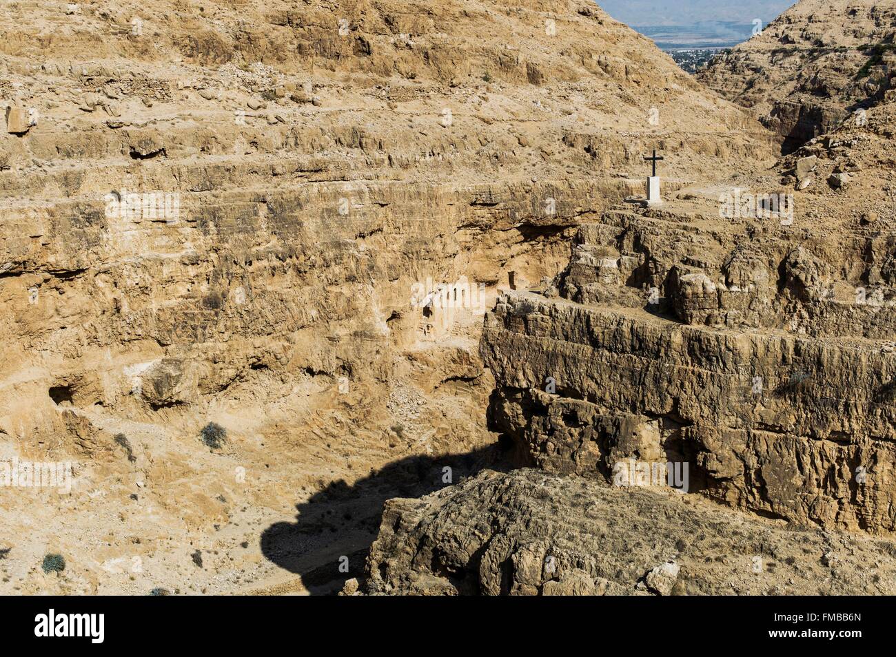 Israele Palestina, Cisgiordania ( controversi territorio), Juda il deserto della Giudea (), Wadi Qelt, Saint-Georges Monastero eremo Foto Stock