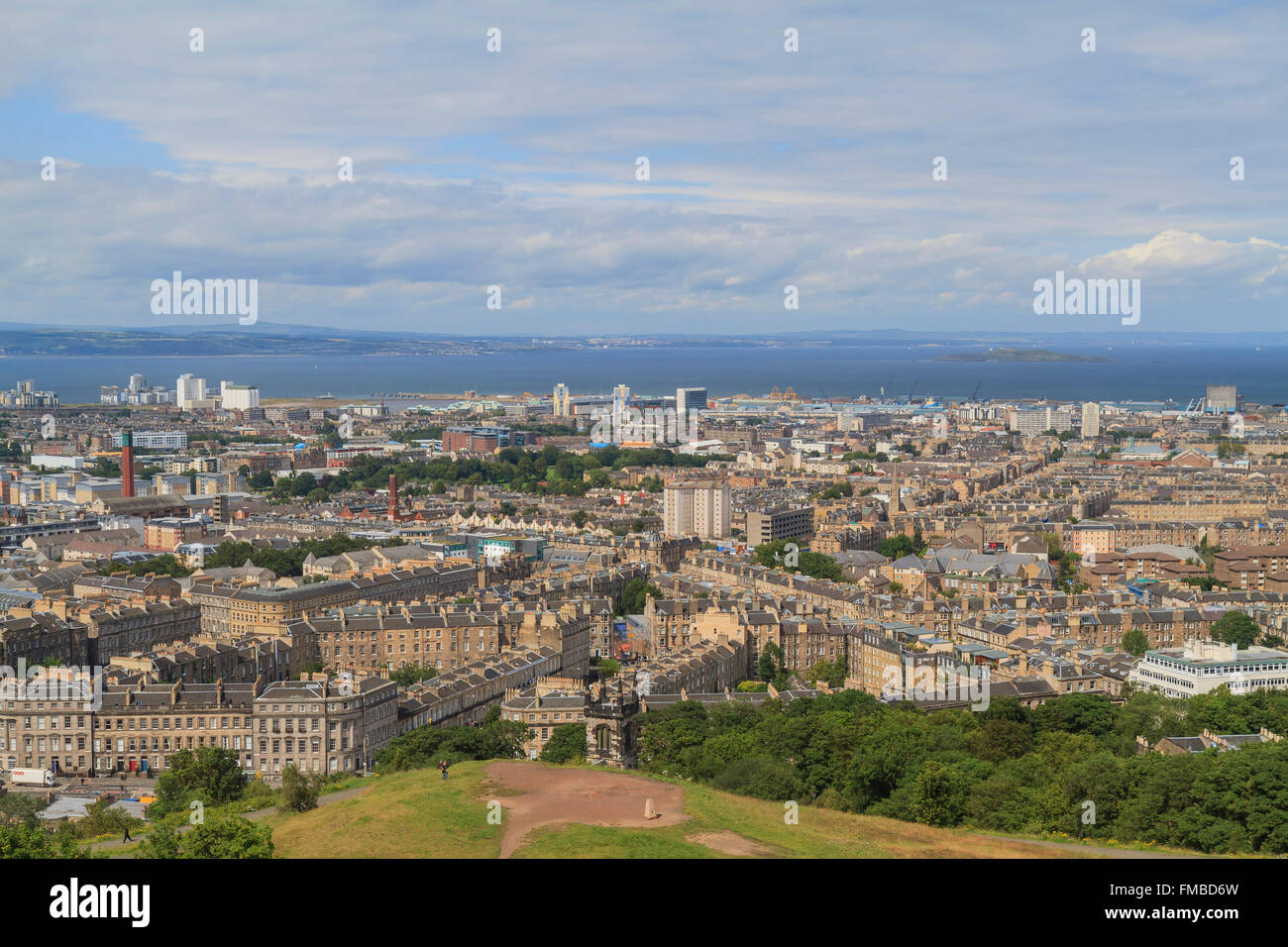 Vista aerea della zona di Edimburgo dal Monumento Nelson, Regno Unito Foto Stock