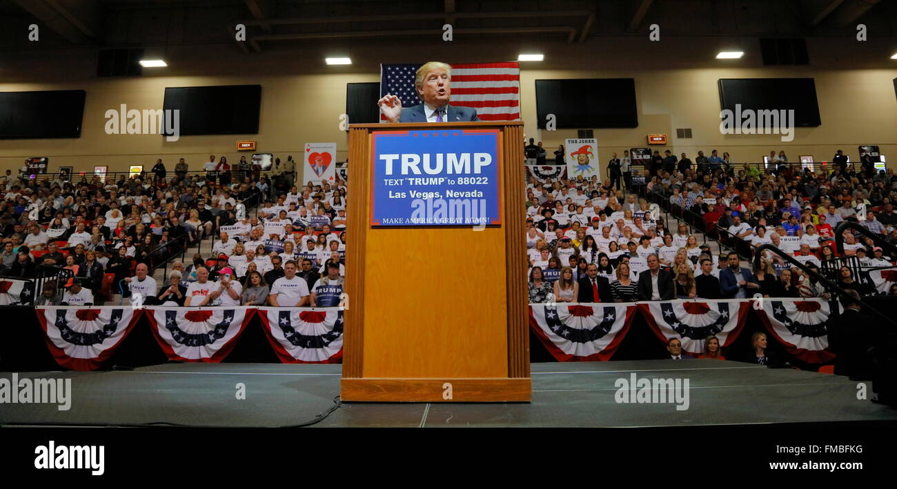 Candidato presidenziale repubblicano Donald Trump campaign rally al South Point Arena & Casino di Las Vegas Foto Stock