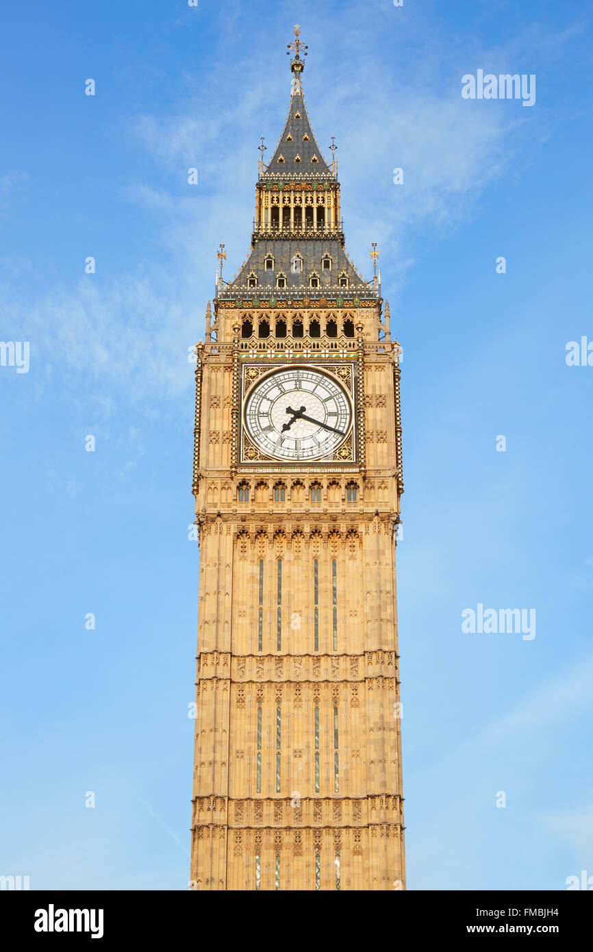 Big Ben di Londra, cielo blu Foto Stock