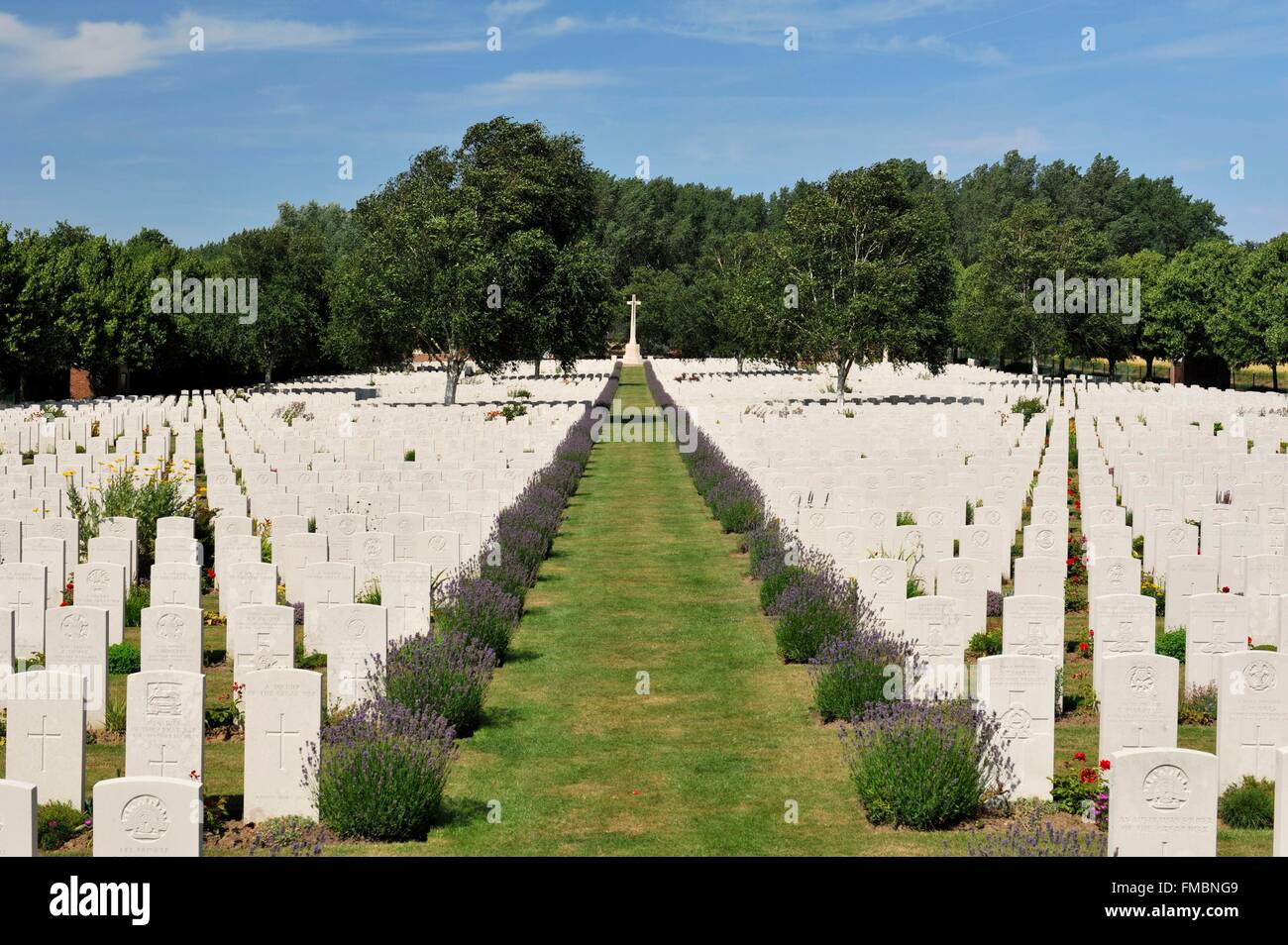 Belgio Fiandre Occidentali, Ypres o Ieper, Hooge cratere cimitero, tombe del Commonwealth Foto Stock