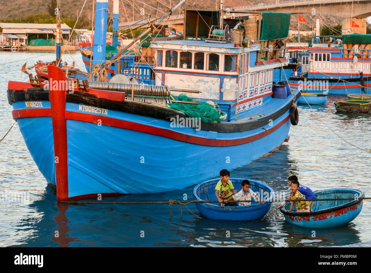 Il Vietnam, Ninh Thuan provincia, Phan Rang, il porto di pesca Foto Stock
