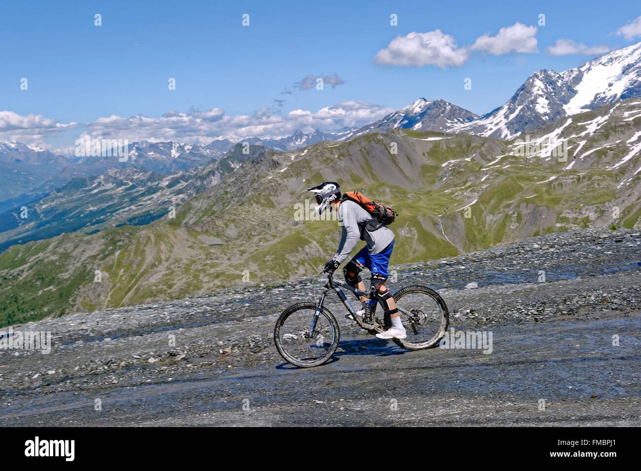 Francia, Savoie, Vanoise, La Plagne, affacciato da la Roche de Mio (2700m) Foto Stock