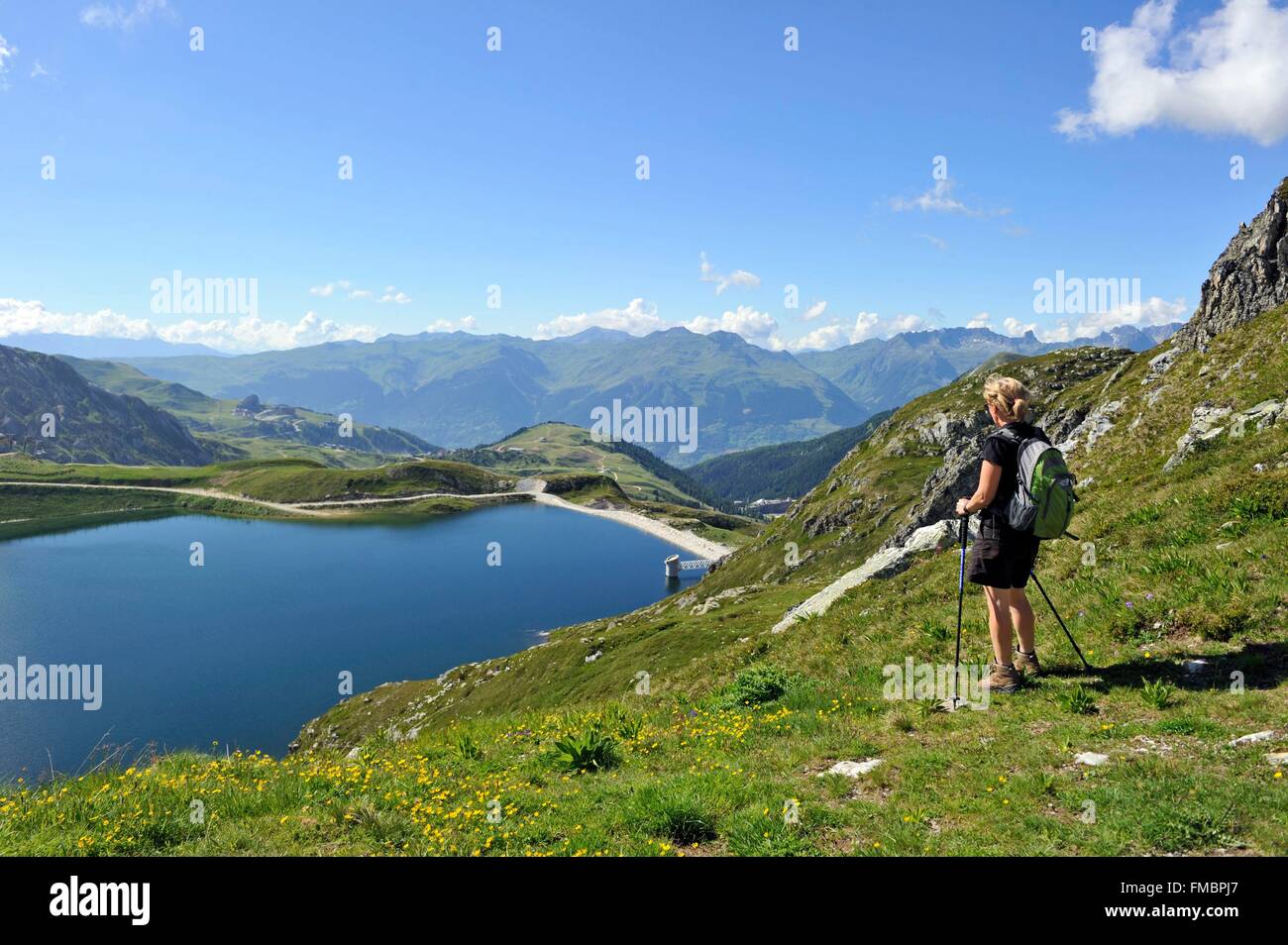 Francia, Savoie, Vanoise, La Plagne, Blanchets lago Foto Stock