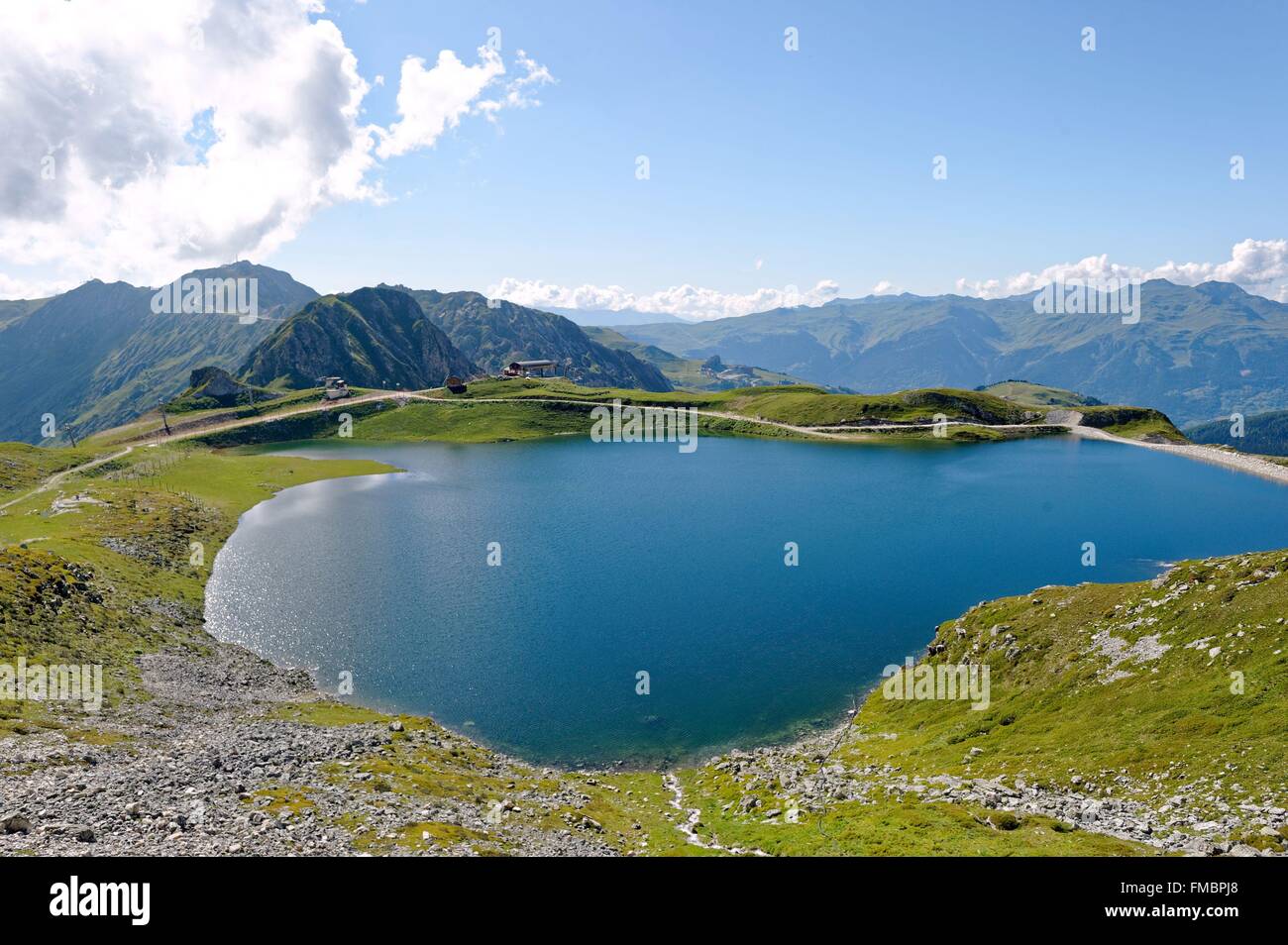 Francia, Savoie, Vanoise, La Plagne, Blanchets lago Foto Stock
