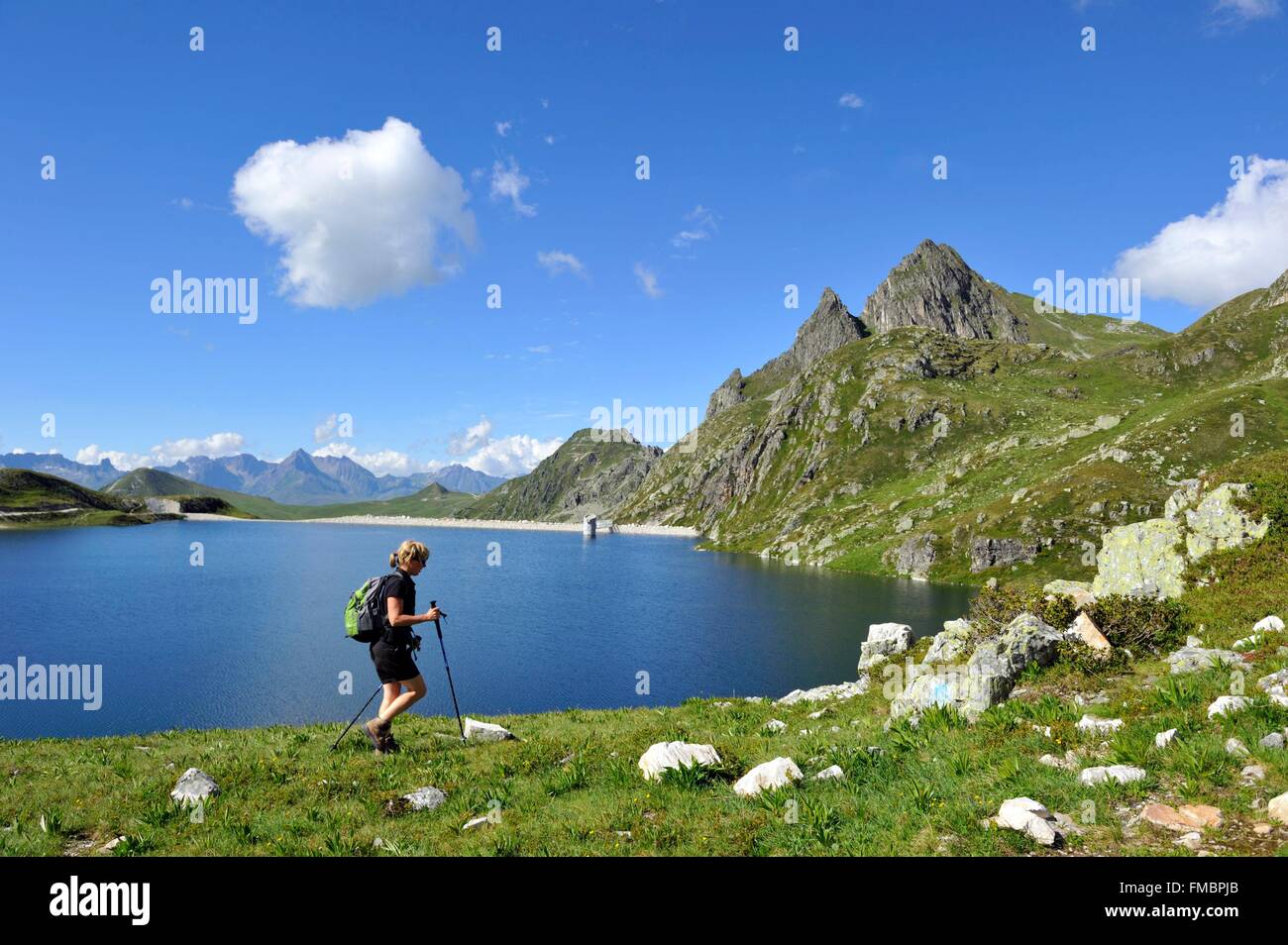 Francia, Savoie, Vanoise, La Plagne, Blanchets lago Foto Stock