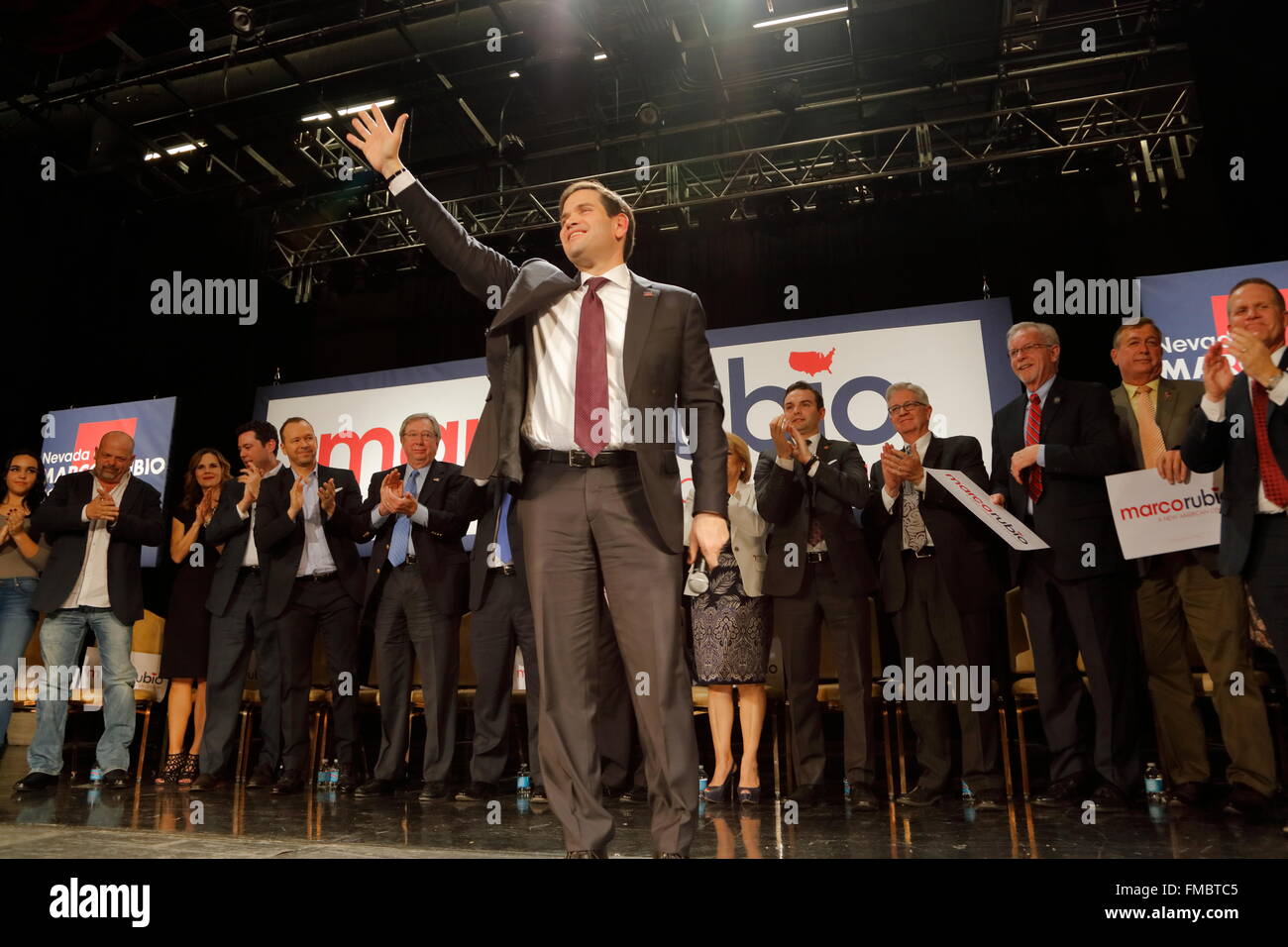 Marco Rubio detiene Campaign Rally presso la stazione del Texas, Dallas sala da ballo, North Las Vegas NV. Foto Stock