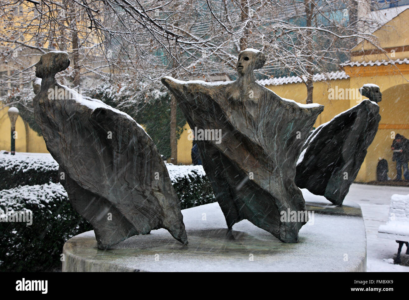 Sculture nel giardino francescano, Città Nuova (Nove Mesto), Praga, Repubblica Ceca Foto Stock